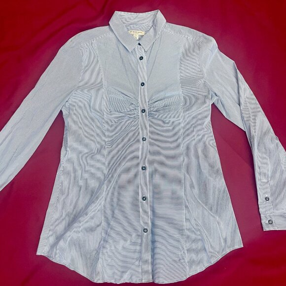 BURBERRY LONDON Women's Ruched Pinstriped Shirt - Picture 1 of 5